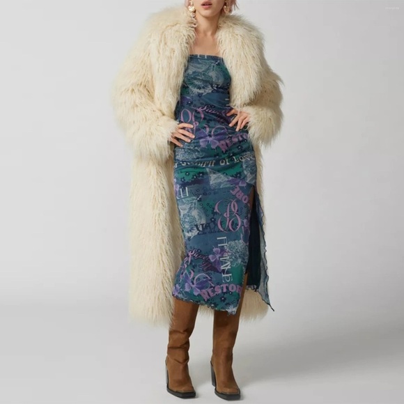 NWOT Urban Outfitters Samara Mesh Strapless Slit Midi Dress Purple Multi size XS - Picture 1 of 9